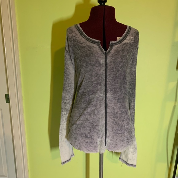 Ecoté Grey/White Waffle Knit Comfy Long Sleeve - Picture 2 of 8